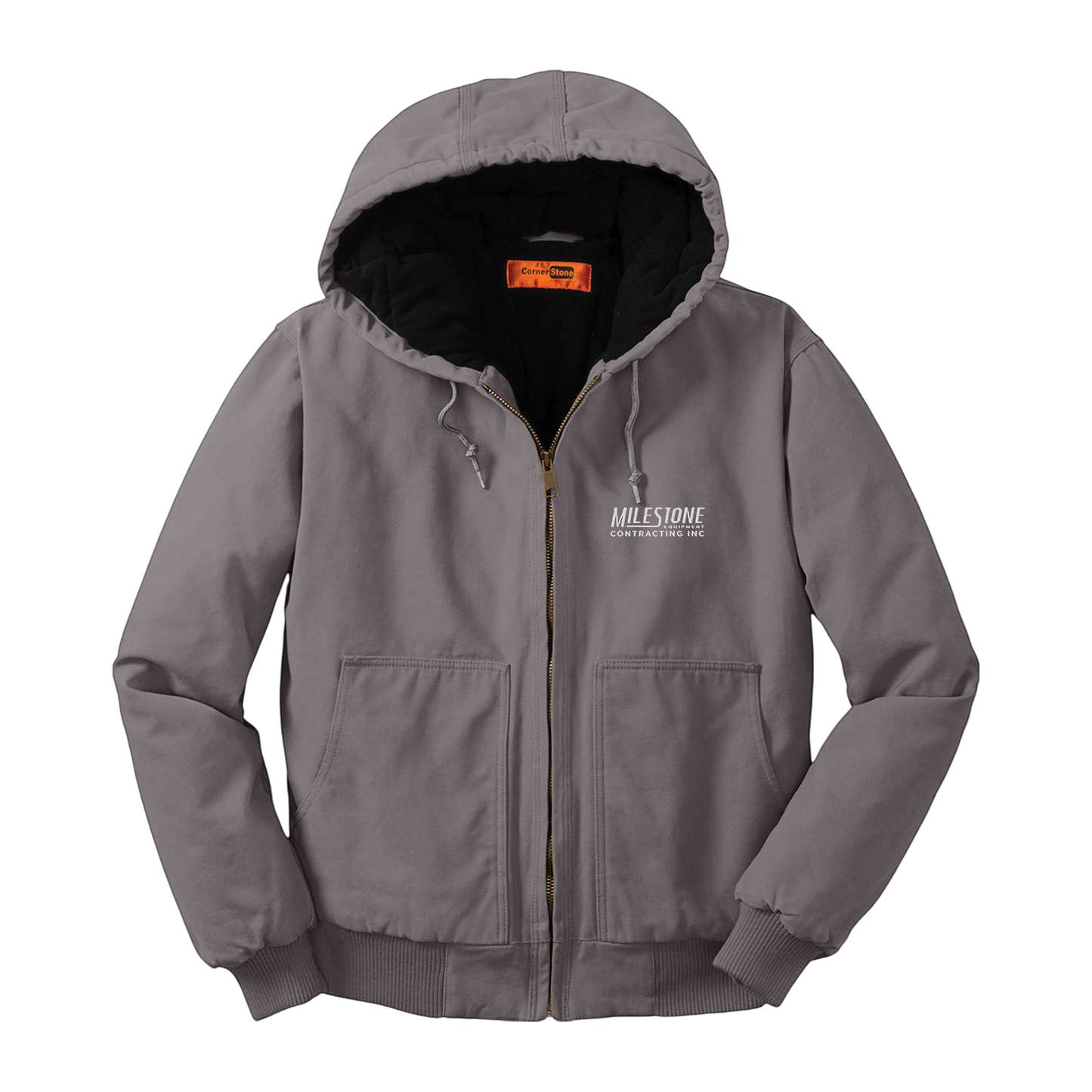 Milestone Logo CornerStone® Men's Duck Cloth Hooded Work Jacket