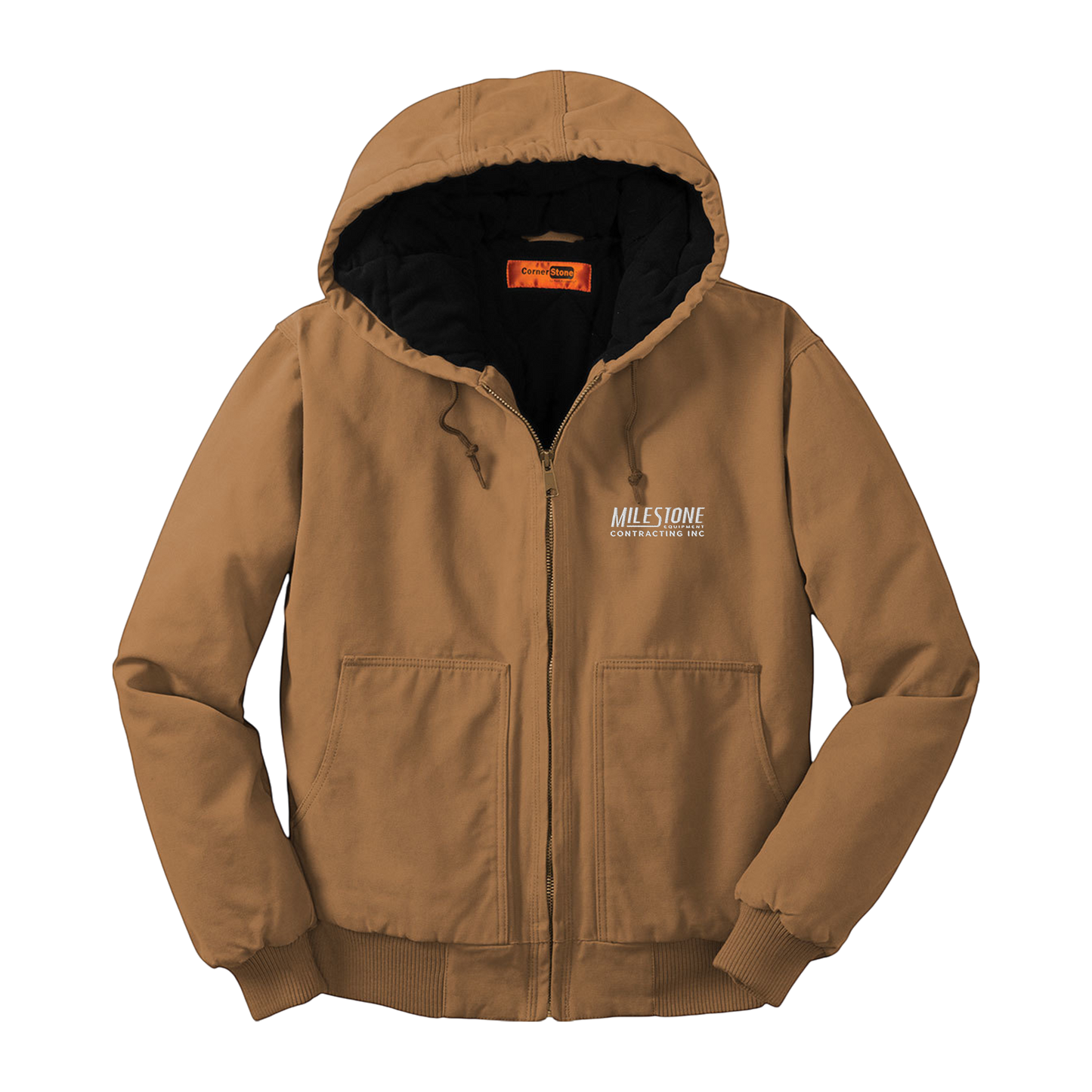 Milestone Logo CornerStone® Men's Duck Cloth Hooded Work Jacket
